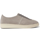 Mulo - Leather-Trimmed Suede Sneakers - Gray