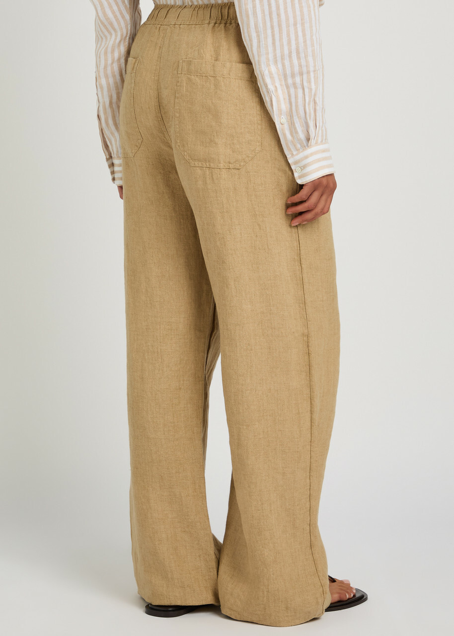 Polo Ralph Lauren Wide-leg Linen Trousers Brown