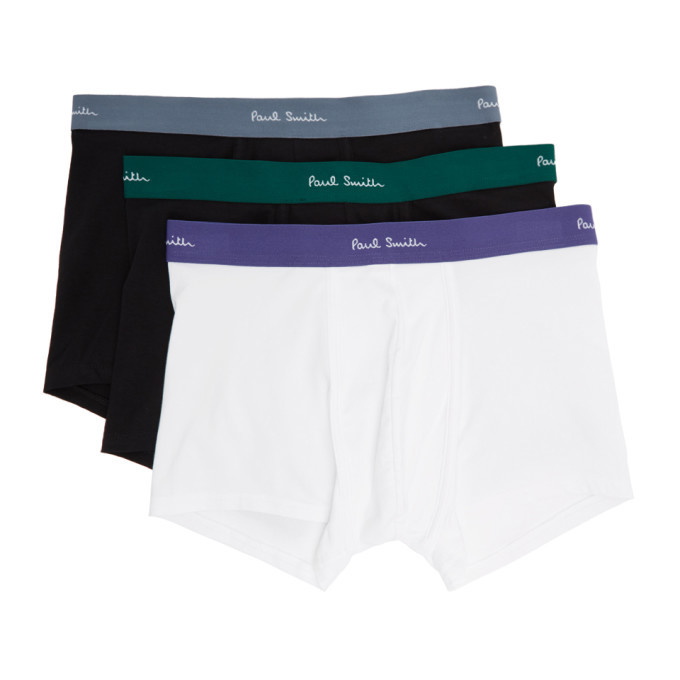 Photo: Paul Smith Three-Pack Black and White Trunk Boxer Briefs