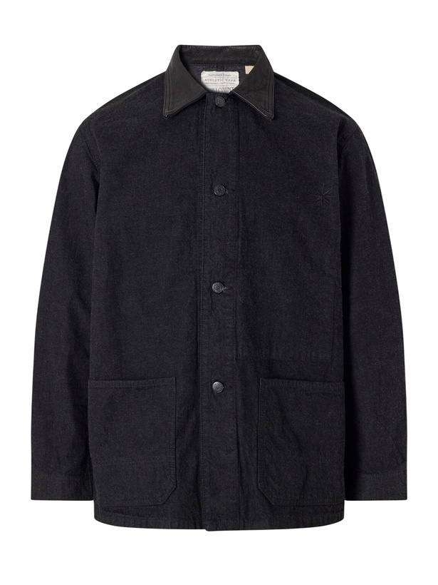 Photo: FULLCOUNT - Leather-Trimmed Denim Jacket - Black