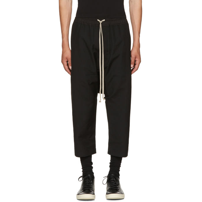 Photo: Rick Owens Black Wool Cropped Drawstring Trousers 