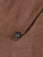 OLIVER SPENCER - Unstructured Double-Breasted Linen Suit Jacket - Brown
