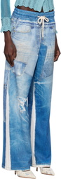 Andersson Bell Blue Denim Trompe L'Oeil Mesh Trousers