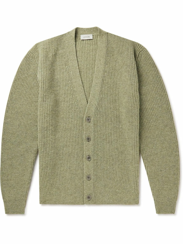 Photo: Lemaire - Ribbed Shetland Wool Cardigan - Green