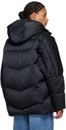 Solid Homme Navy Satin Down Jacket