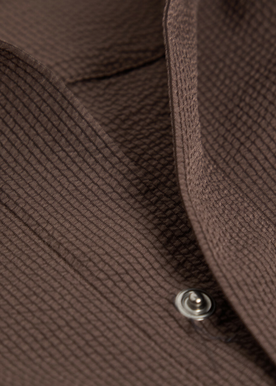 Herno Striped Seersucker Shirt Dark Brown