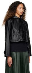 MM6 Maison Margiela Black Cropped Faux-Leather Jacket