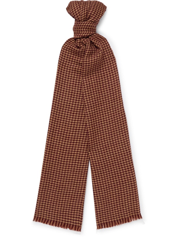 Photo: Loro Piana - Fringed Houndstooth Cashmere and Silk-Blend Scarf
