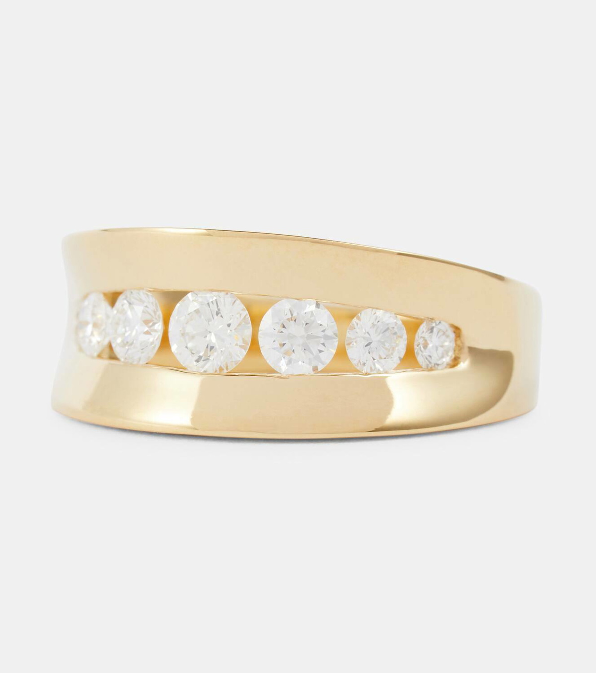 Melissa Kaye Anya 18kt yellow gold ring with diamonds