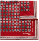 E.MARINELLA - Printed Silk-Twill Pocket Square - Red