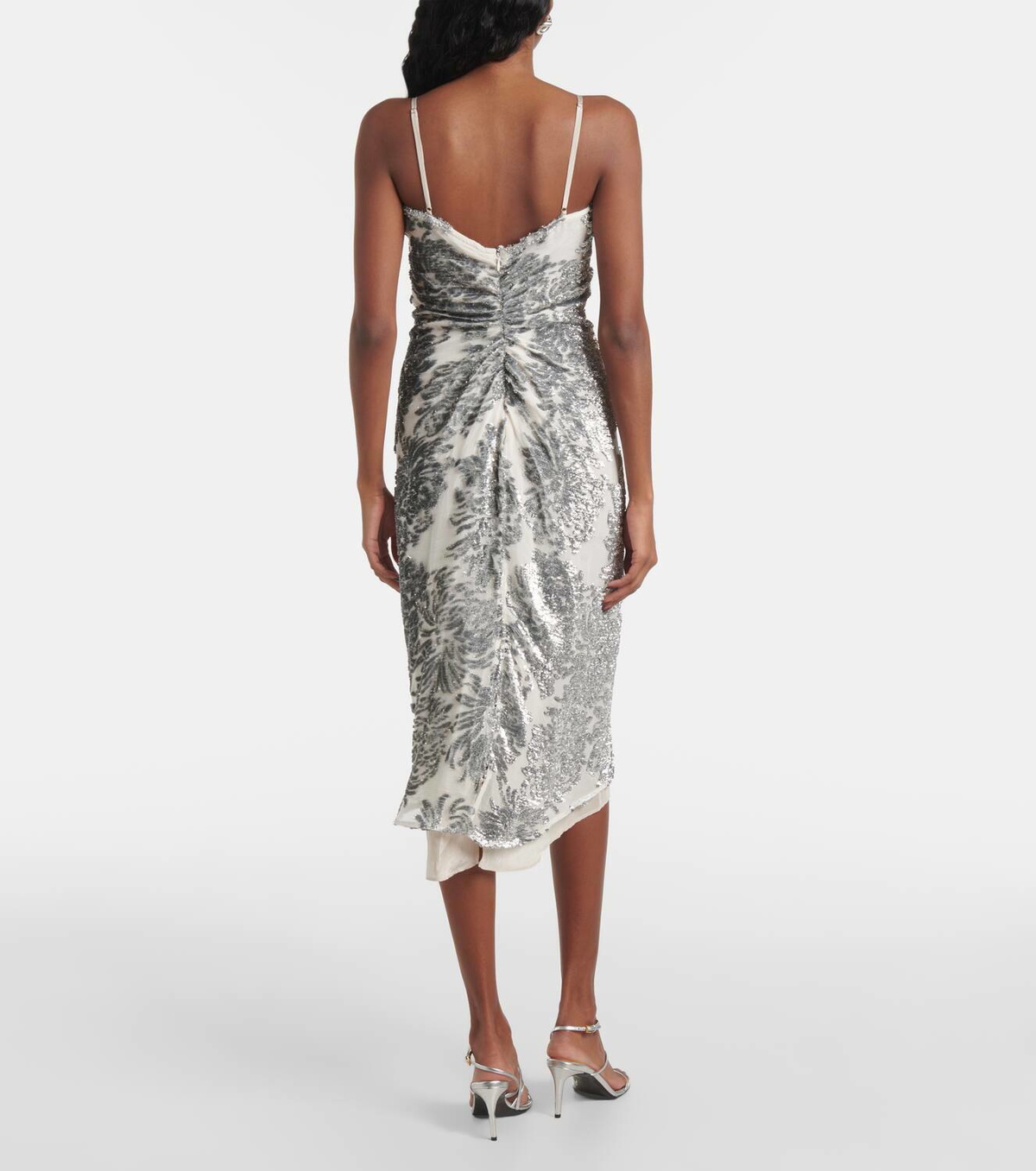 Jacques Wei Floral embellished silk-blend slip dress