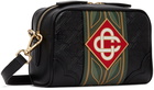 Casablanca Black Leather Monogram Messenger Bag