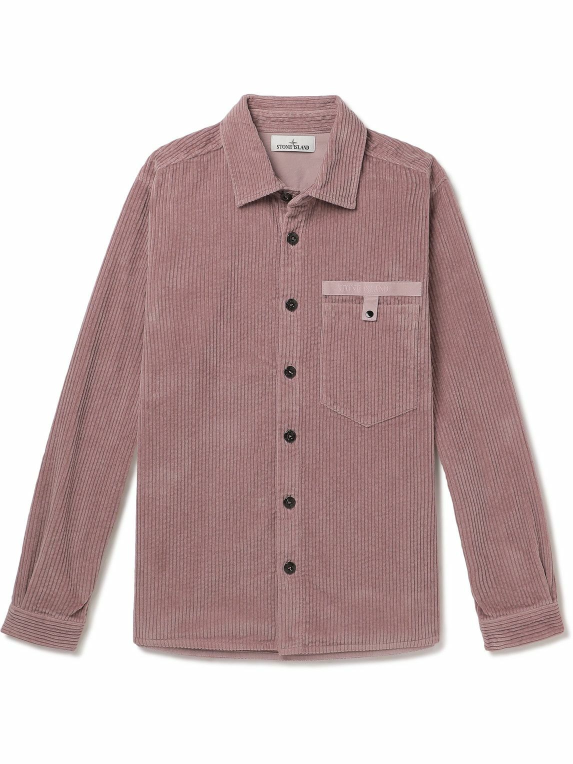 Stone Island - Logo-Appliquéd Cotton-Corduroy Shirt - Pink Stone