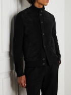Zegna - Suede-Trimmed Textured-Cashmere Jacket - Black