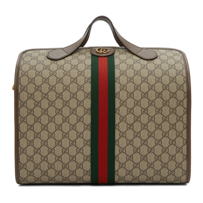 Gucci Ophidia GG Large Carry-On Canvas Duffle Bag Beige