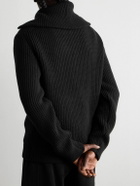 Dolce&Gabbana - Logo-Appliquéd Ribbed Wool Half-Zip Sweater - Black
