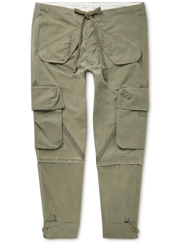 Photo: Greg Lauren - Tapered Webbing-Trimmed Cotton Cargo Trousers - Green
