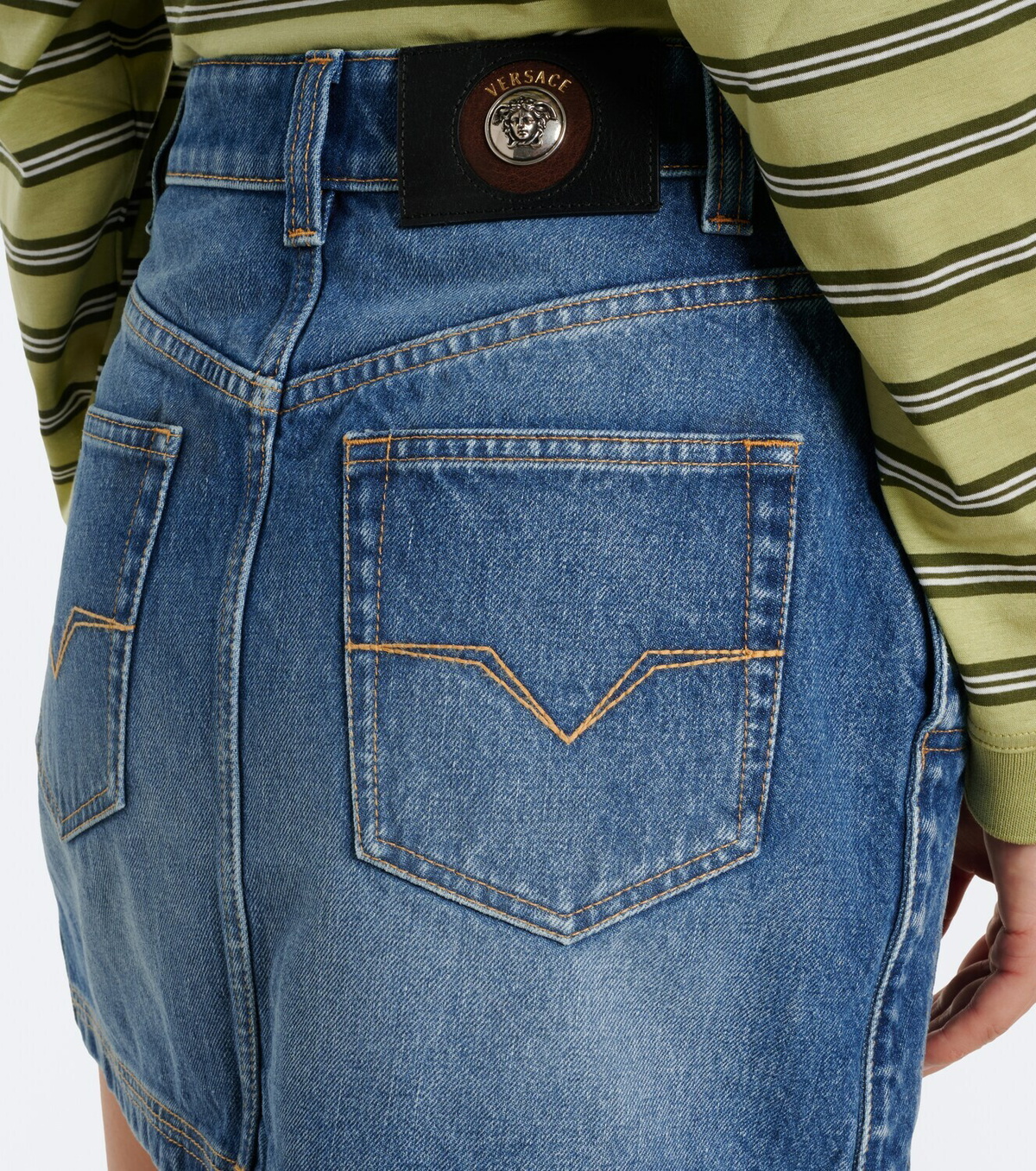 Versace Faded denim miniskirt