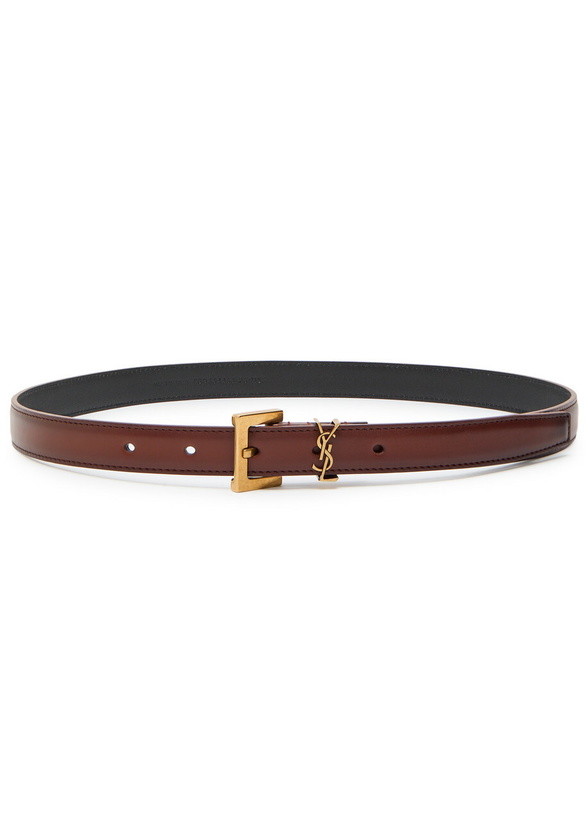 Photo: Saint Laurent Logo Leather Belt Dark Brown
