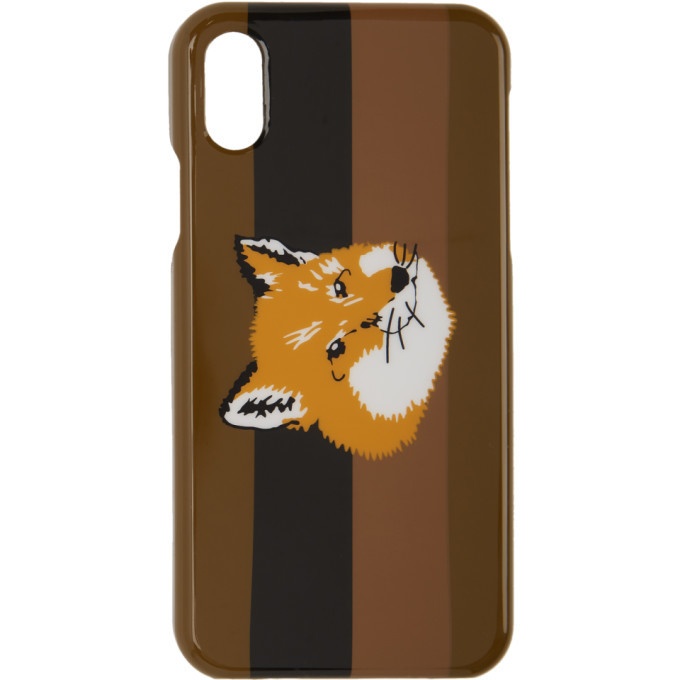 Photo: Maison Kitsune Brown Fox Stripes iPhone X Case