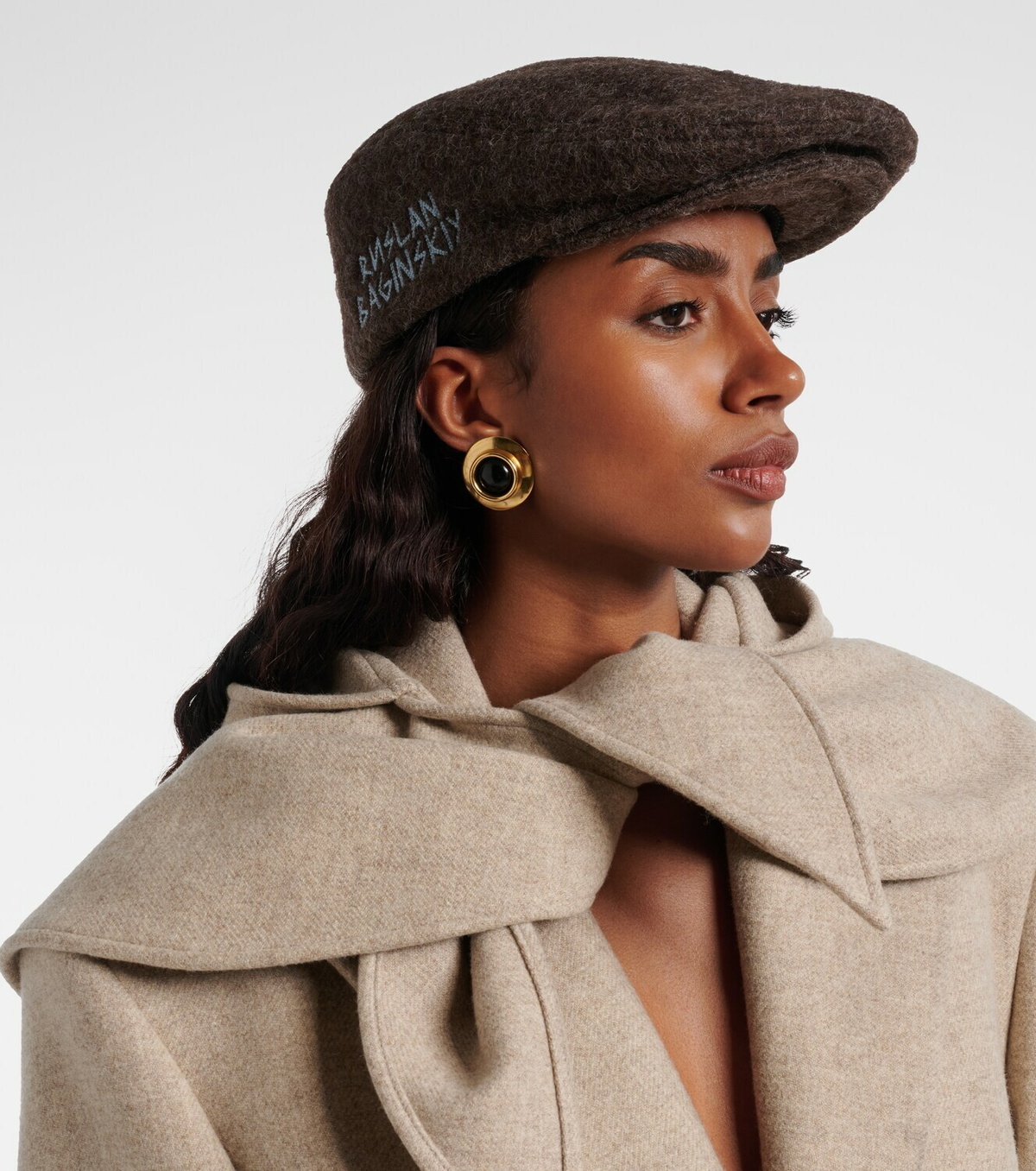 Ruslan Baginskiy Logo wool-blend newsboy cap