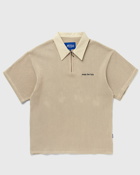Awake Open Knit Embroidered Polo Beige - Mens - Polos