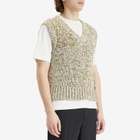 AMI Paris Men's Sleeveless V Neck Sweater in White Cream/Lichen