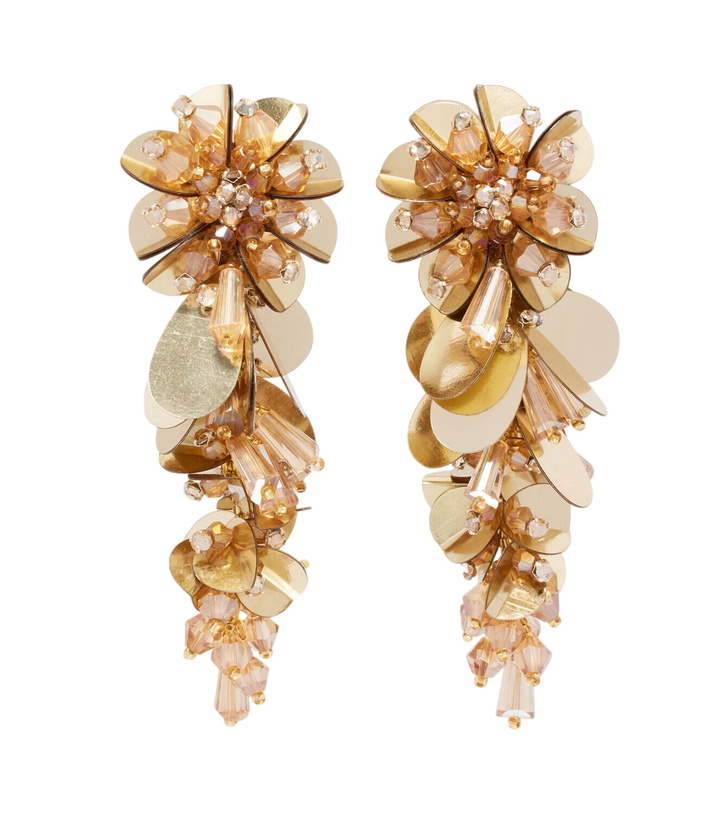 Photo: Oscar de la Renta Bouquet embellished drop clip-on earrings