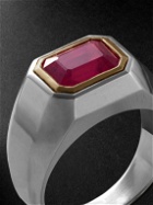 MAOR - Silver and Gold Ruby Ring - Silver