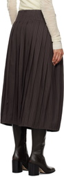 REMAIN Birger Christensen Brown Pleated Midi Skirt