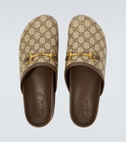 Gucci Horsebit GG canvas slippers