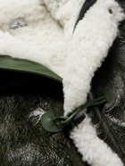 Stone Island - Logo-Appliquéd Vitrified Shearling Duffle Hooded Coat - Green