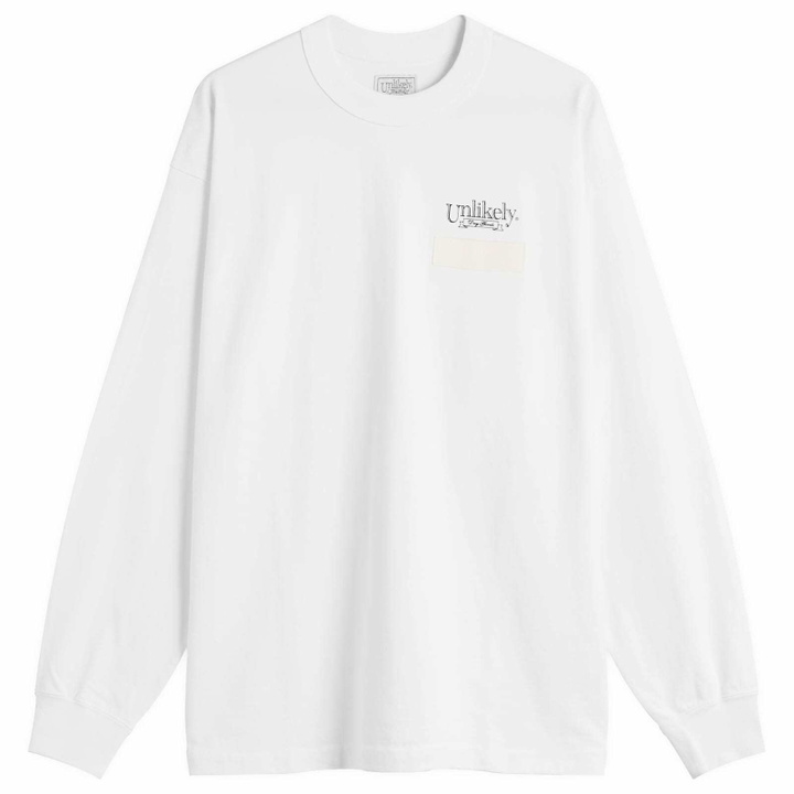 Photo: Unlikely Dry Goods Men's Team Logo Long Sleeve T-Shirt in White
