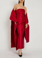 Solace London Renee Strapless Stole Faille Maxi Dress Red