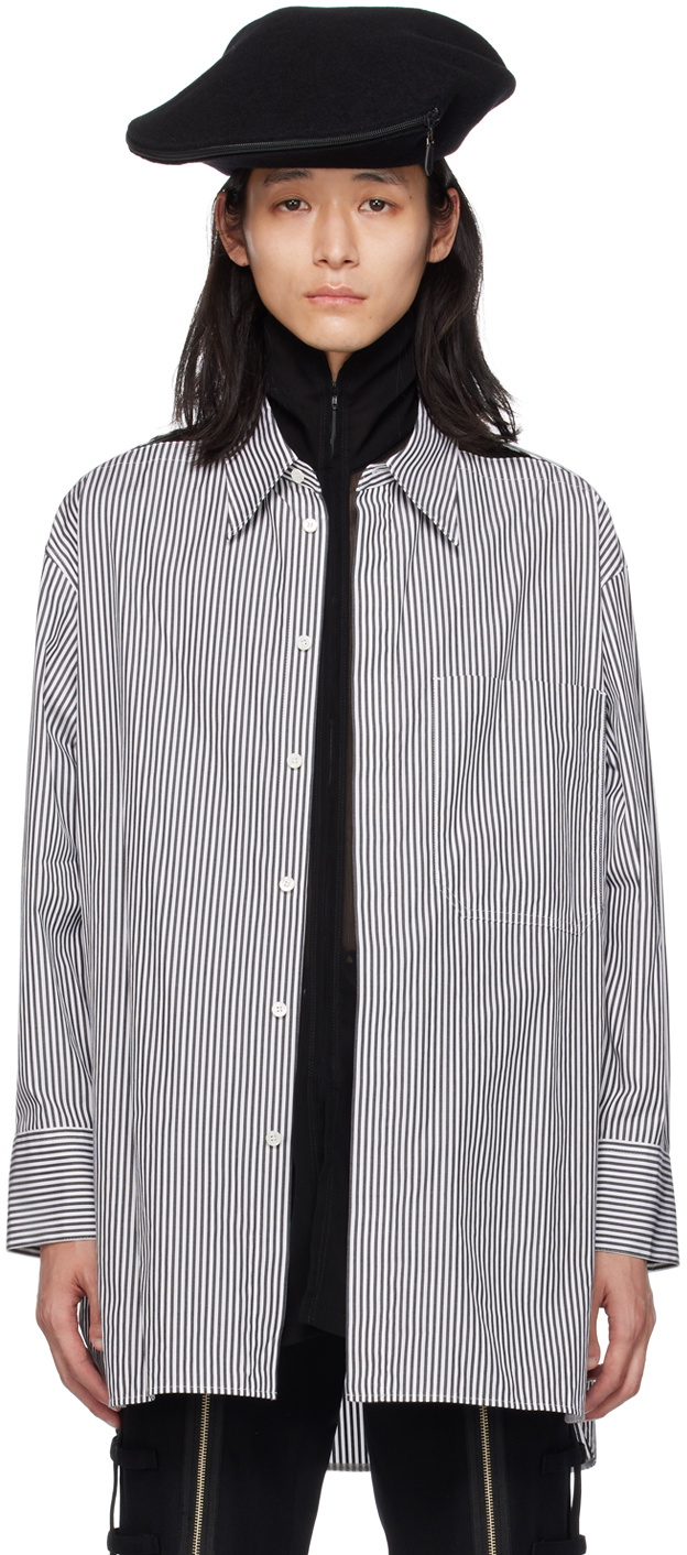 Y's White & Black Double-Layered Shirt