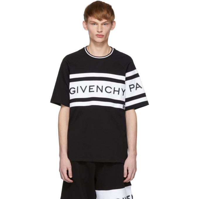 Photo: Givenchy Black and White Embroidered Logo T-Shirt