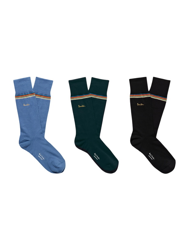 Photo: Paul Smith - Three-Pack Striped Cotton-Blend Socks