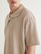 Sunspel - Linen-Piqué Polo Shirt - Brown