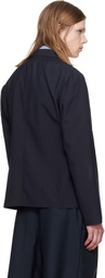 Jil Sander Navy Wool Poplin Blazer