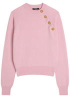 Balmain Embellished Wool and Cashmere-blend Jumper Rose