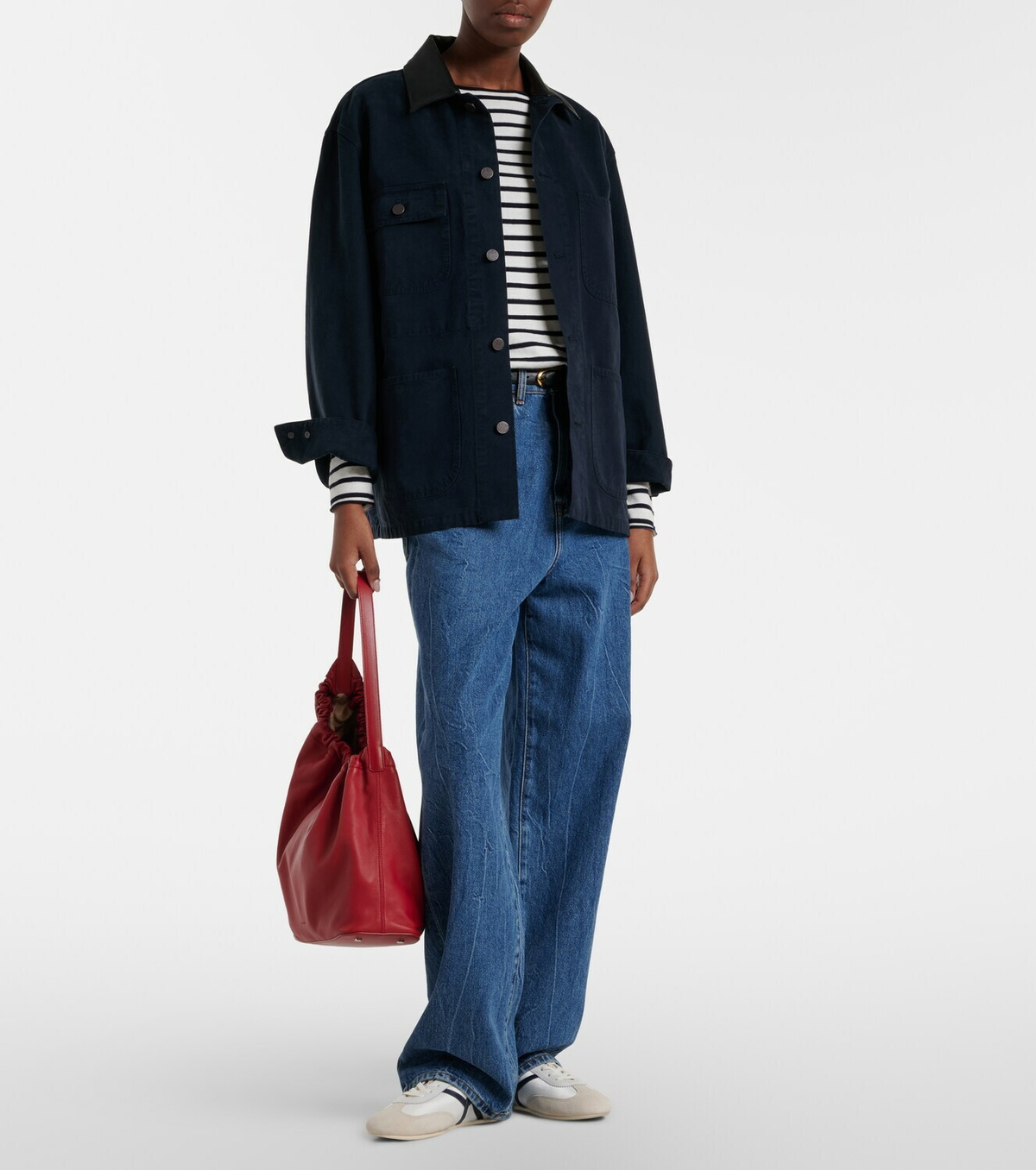Veronica Beard Leather-trimmed canvas sneakers