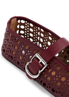 Alaïa Vienne Laser-cut Leather Ballet Flats Burgundy
