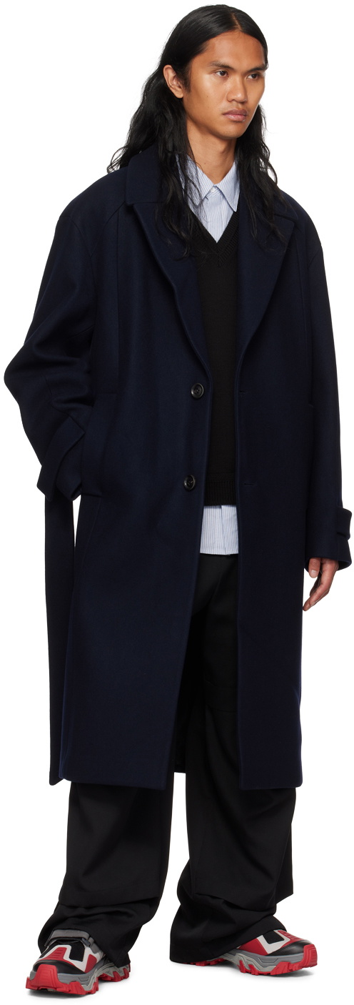 Juun.J Navy Oversized Coat