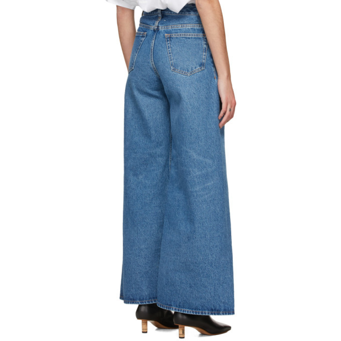 MM6 Maison Margiela Blue Pintuck Flared Jeans