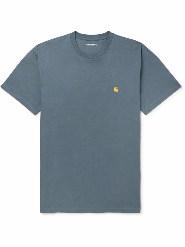 Photo: Carhartt WIP - Chase Logo-Embroidered Cotton-Jersey T-Shirt - Blue