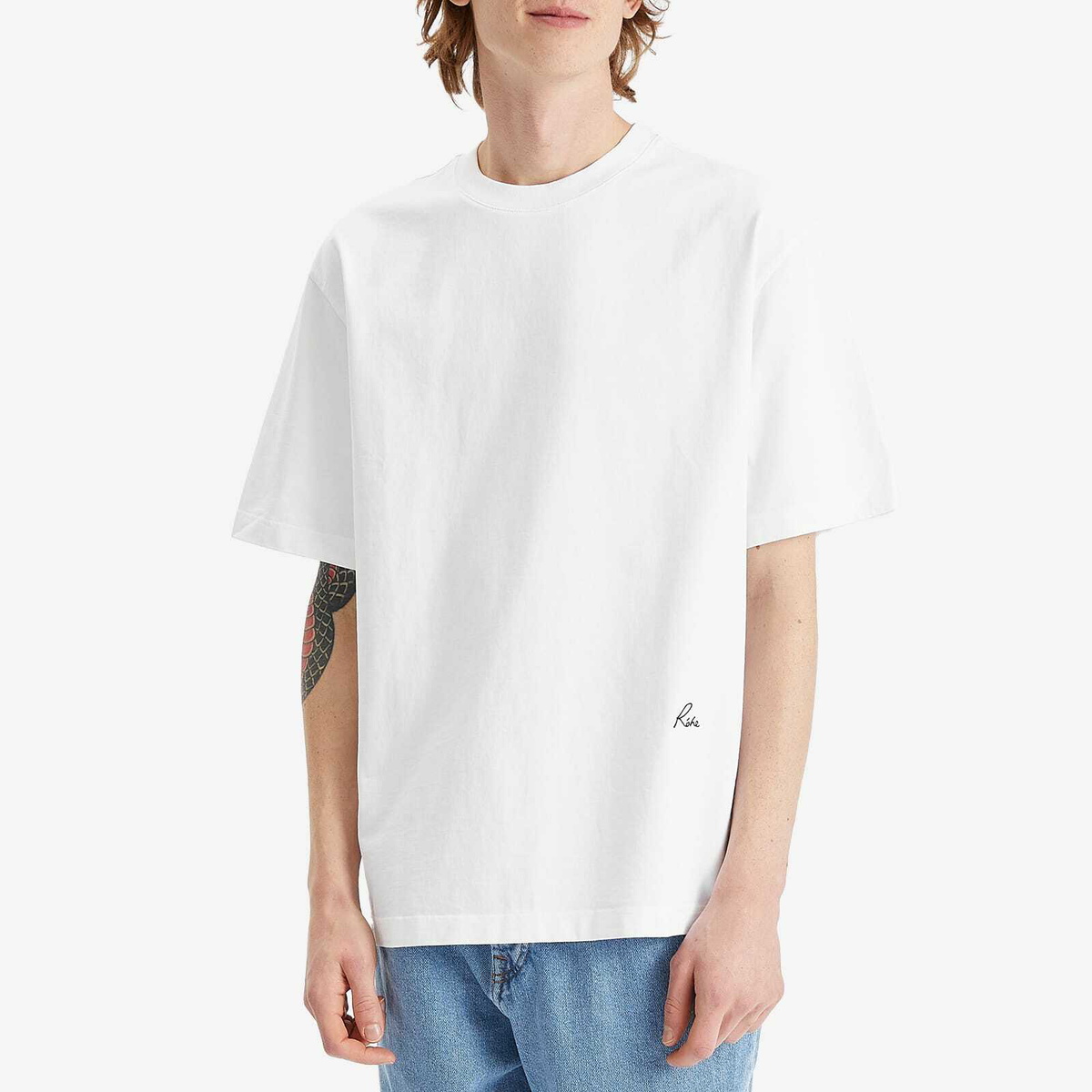Róhe Men's Logo Embroidered T-Shirt in Optic White