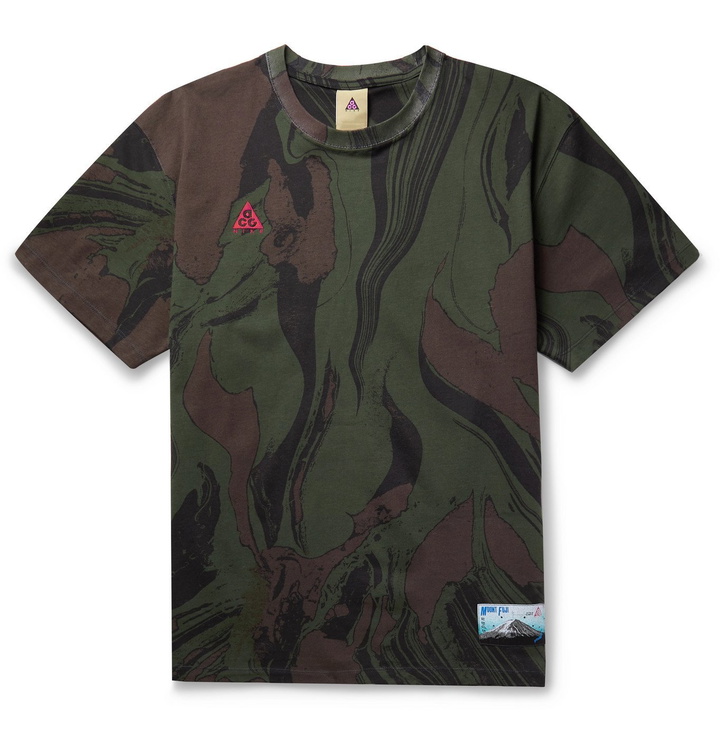 Photo: Nike - ACG Mt Fuji Logo-Detailed Printed Cotton-Jersey T-Shirt - Green