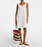 Miu Miu Striped woven raffia-effect tote bag