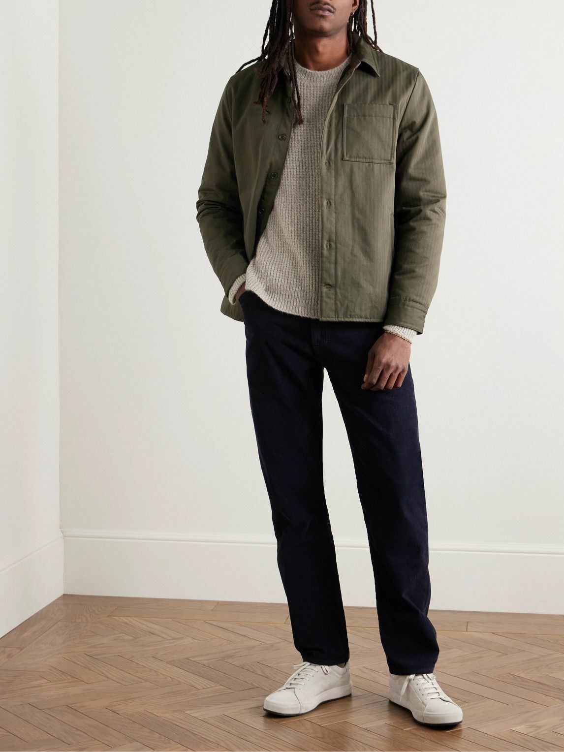 James Perse - Padded Herringbone Cotton Overshirt - Green