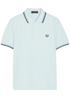 Fred Perry Twin Tipped Logo Piqué Cotton Polo Shirt Light Blue